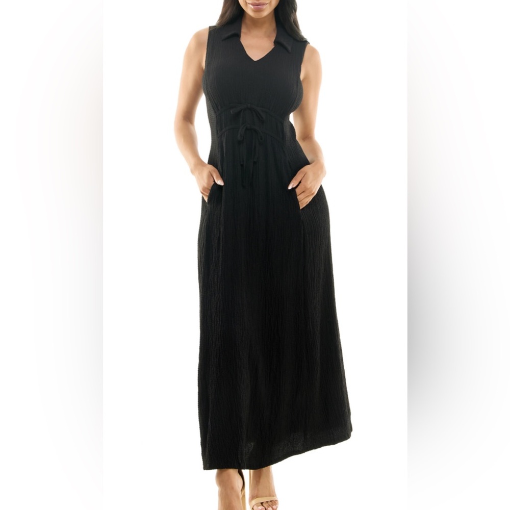 Nina Leonard Black Maxi Dress
